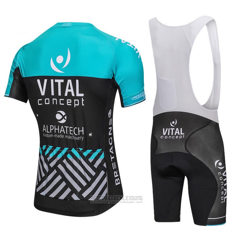 2018 Fahrradbekleidung Vital Concept Alphatech Blau und Shwarz Trikot Kurzarm und Tragerhose - zum Schließen ins Bild klicken